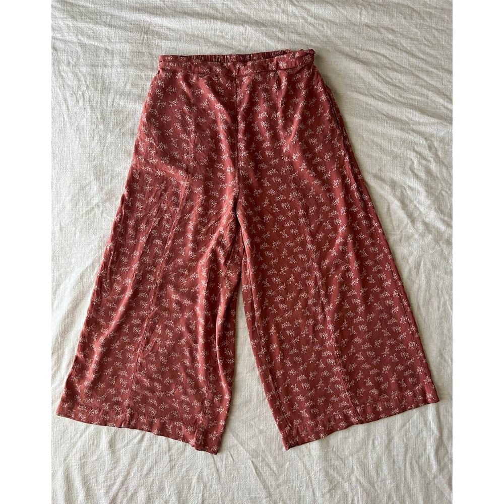 American Eagle Floral Wide Leg Cropped Pant Women S 100% Viscose Boho whimsical